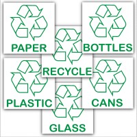 Recycling Adhesive Stickers Value Pack-Recycle Logo Signs-Paper,Glass,Bottles,Cans,Plastic,Recycle Designs Environment Labels 